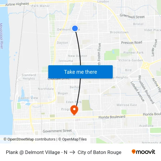 Plank @ Delmont Village - N to City of Baton Rouge map