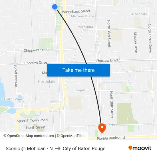 Scenic @ Mohican - N to City of Baton Rouge map