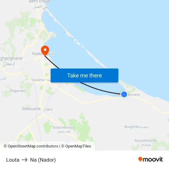 Louta to Na (Nador) map
