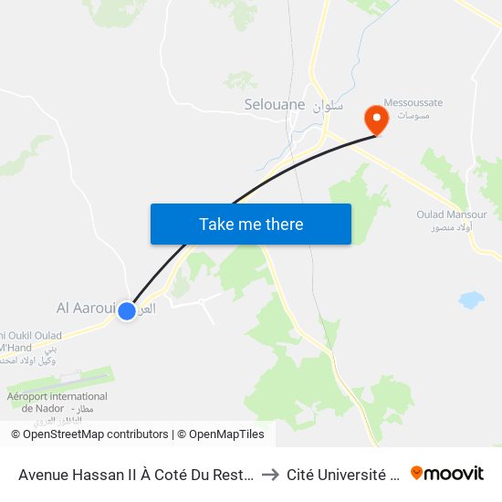 Avenue Hassan II À Coté Du Restaurant Aberkani to Cité Université (Faculté) map