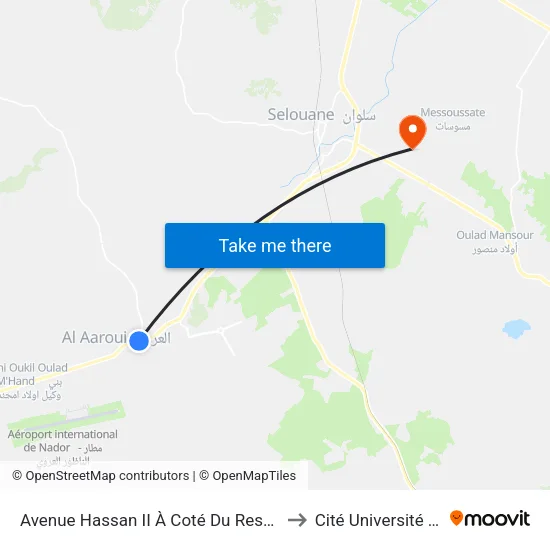 Avenue Hassan II À Coté Du Restaurant Aberkani to Cité Université (Faculté) map