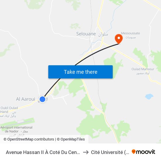 Avenue Hassan II À Coté Du Centre De Santé -R to Cité Université (Faculté) map