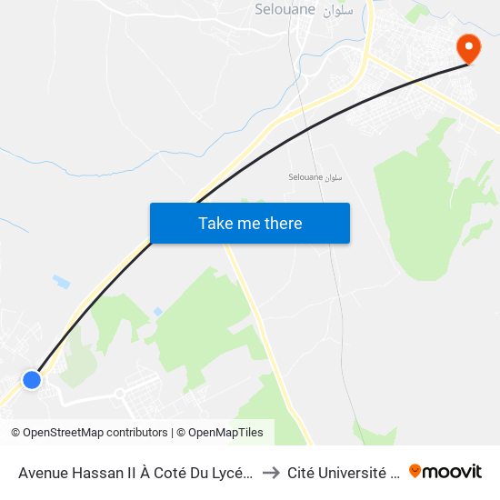 Avenue Hassan II À Coté Du Lycée Ibn Al Haytham to Cité Université (Faculté) map