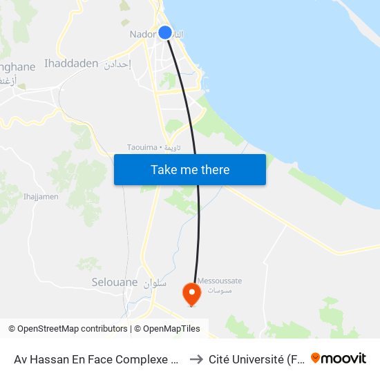Av Hassan En Face Complexe Commercial to Cité Université (Faculté) map