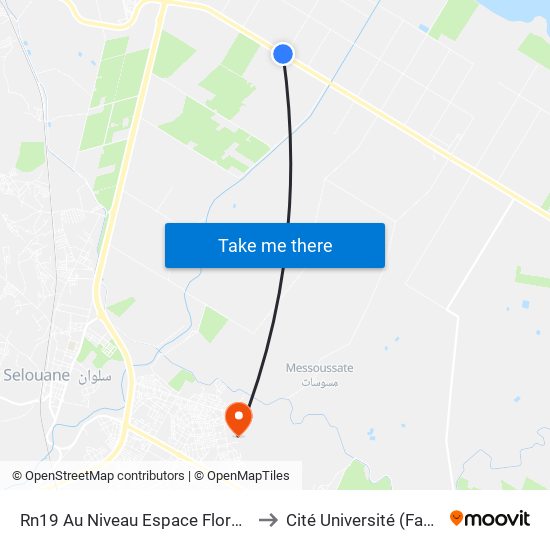 Rn19 Au Niveau Espace Florence -R to Cité Université (Faculté) map