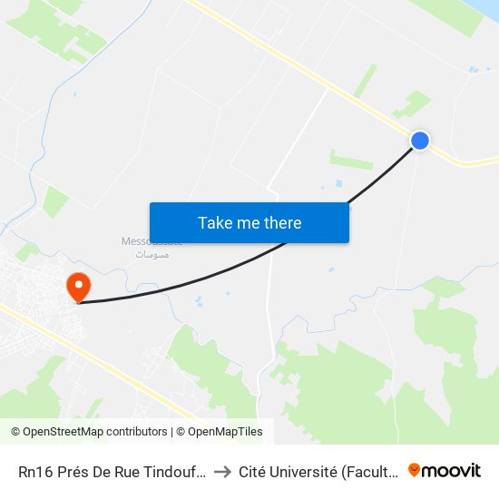 Rn16 Prés De Rue Tindouf R to Cité Université (Faculté) map