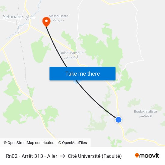 Rn02 - Arrêt 313 - Aller to Cité Université (Faculté) map