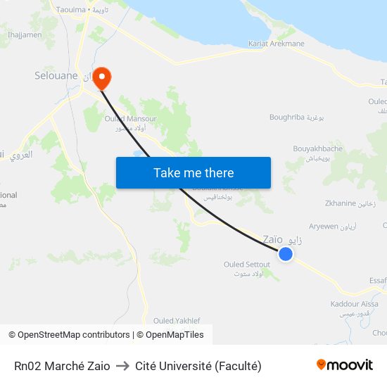 Rn02 Marché Zaio to Cité Université (Faculté) map