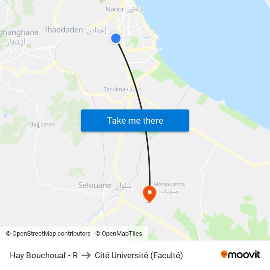 Hay Bouchouaf - R to Cité Université (Faculté) map