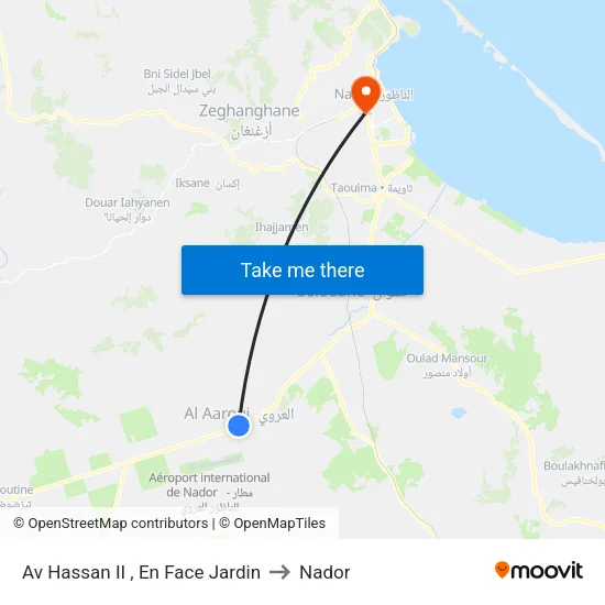 Av Hassan II , En Face Jardin to Nador map