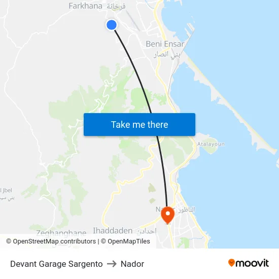 Devant Garage Sargento to Nador map