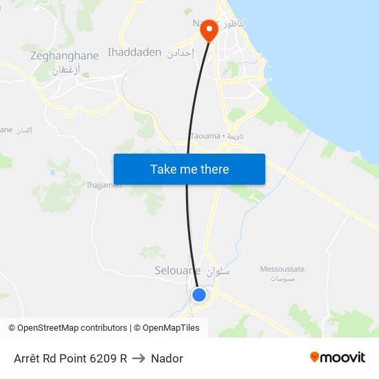 Arrêt Rd Point 6209 R to Nador map