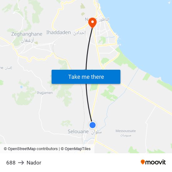 688 to Nador map