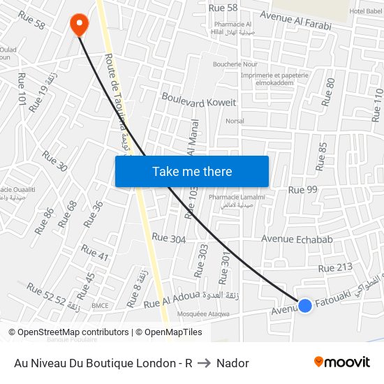 Au Niveau Du Boutique London - R to Nador map