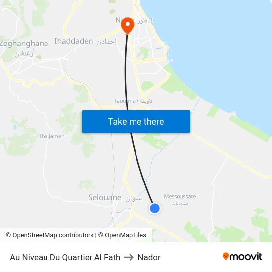 Au Niveau Du Quartier Al Fath to Nador map