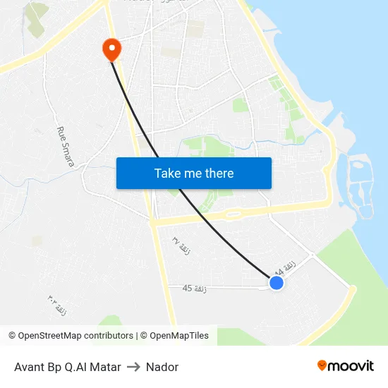 Before Bp Al Matar District to Nador map