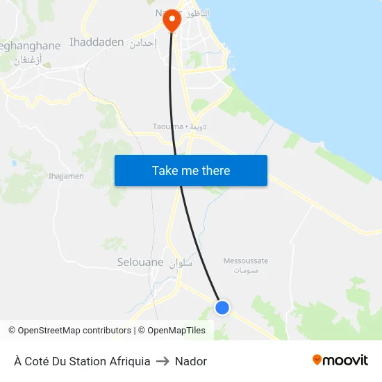Next to Afriquia Station to Nador map
