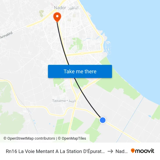Rn16 Treatment Plant Access Road to Nador map