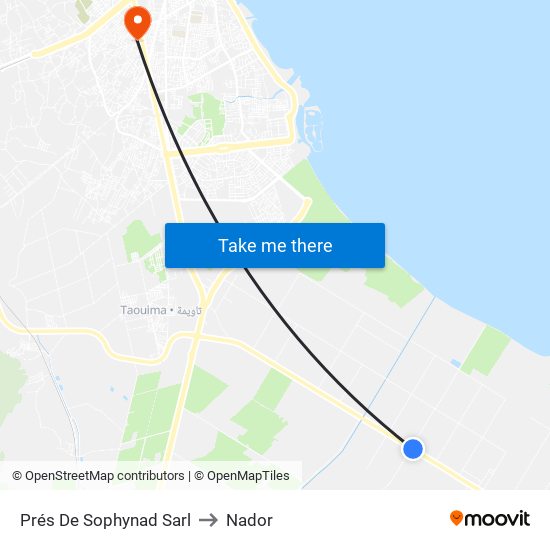 Prés De Sophynad Sarl to Nador map
