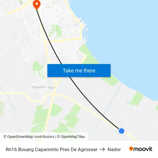 Rn16 Bouarg Capaminto Pres De Agrossar to Nador map