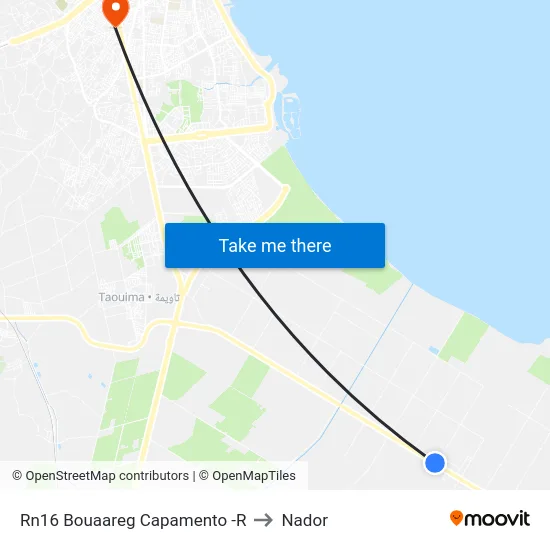 Rn16 Bouaareg Capamento -R to Nador map