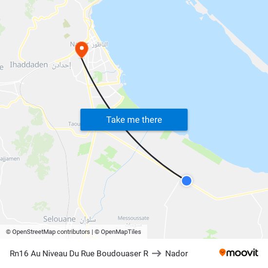 Rn16 Au Niveau Du Rue Boudouaser R to Nador map