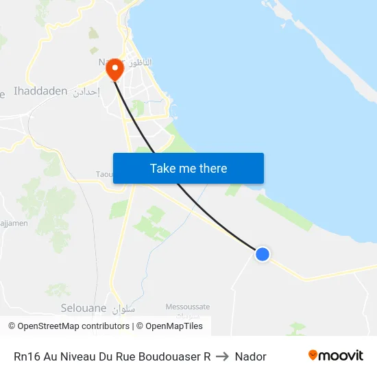 Rn16 Au Niveau Du Rue Boudouaser R to Nador map