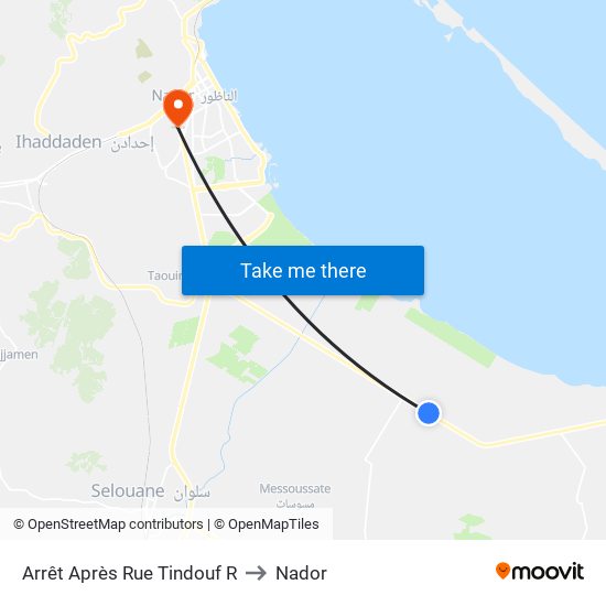 Arrêt Après Rue Tindouf R to Nador map