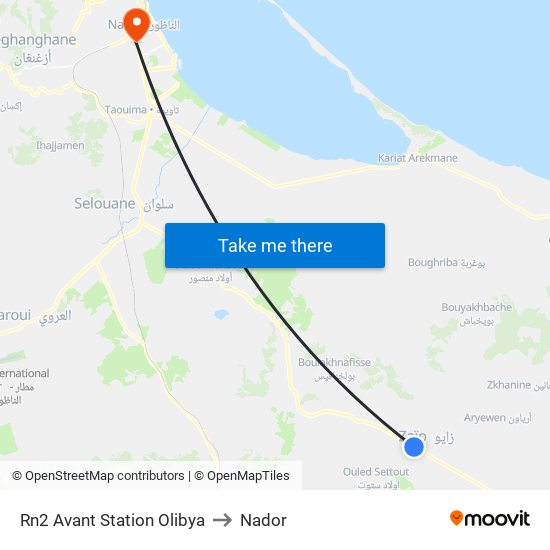 Rn2 Avant Station Olibya to Nador map