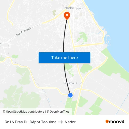 Rn16 Prés Du Dépot Taouima to Nador map