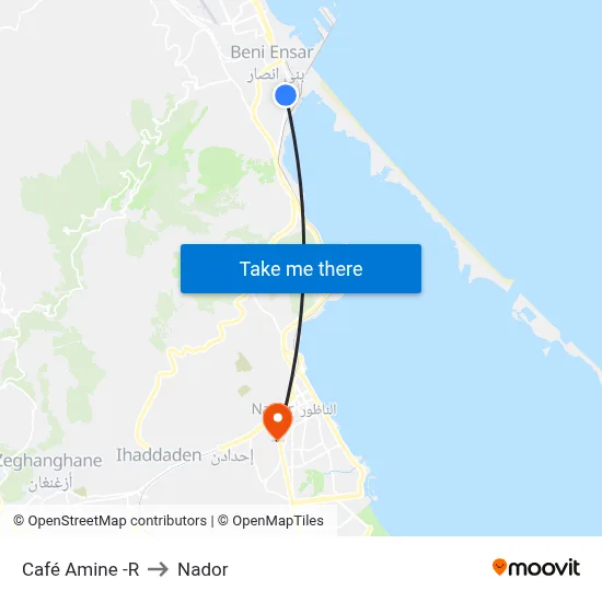 Amine Cafe -R to Nador map