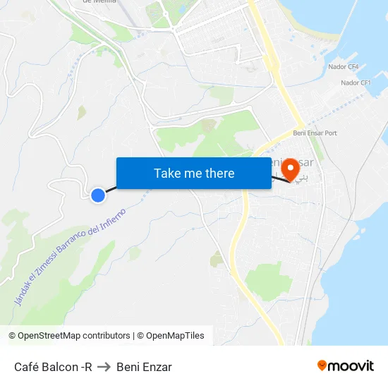 Café Balcon -R to Beni Enzar map