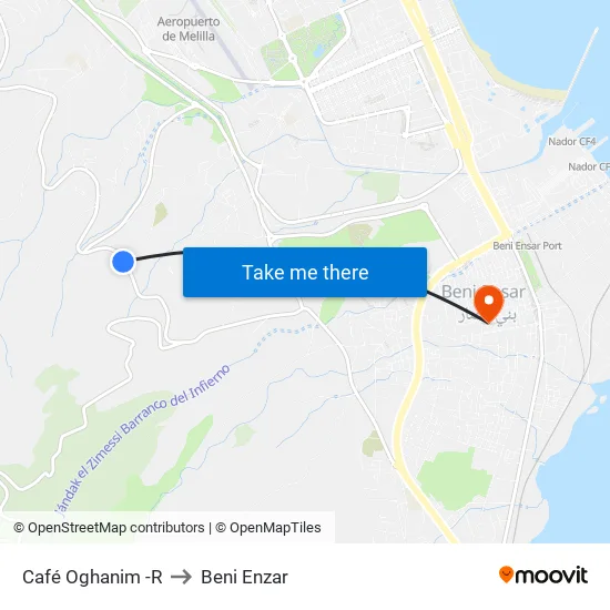 Café Oghanim -R to Beni Enzar map