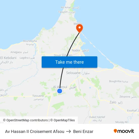 Av Hassan II Croisement Afsou to Beni Enzar map