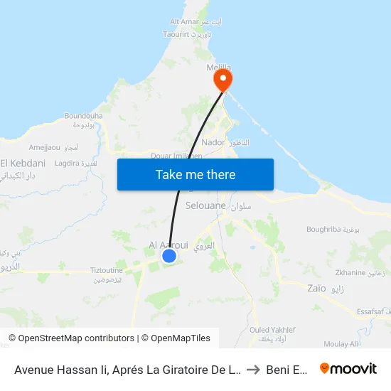 Avenue Hassan Ii, Aprés La Giratoire De L’Aeroport to Beni Enzar map