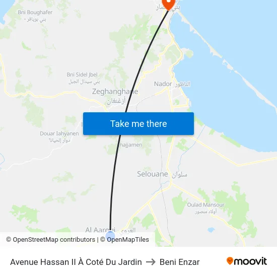 Avenue Hassan II À Coté Du Jardin to Beni Enzar map