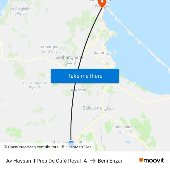 Av Hassan II Prés De Café Royal -A to Beni Enzar map