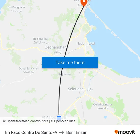 En Face Centre De Santé -A to Beni Enzar map