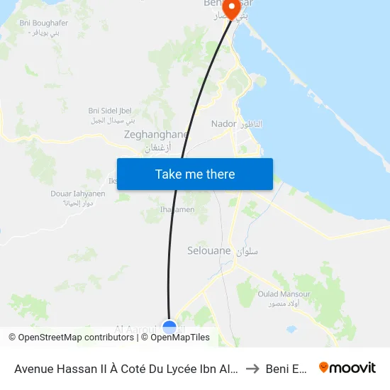 Avenue Hassan II À Coté Du Lycée Ibn Al Haytham to Beni Enzar map
