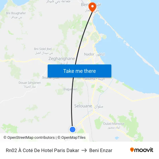 Rn02 À Coté De Hotel Paris Dakar to Beni Enzar map