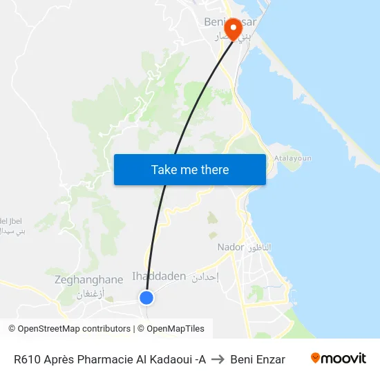 R610 After Al Kadaoui Pharmacy to Beni Enzar map