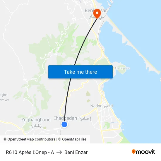 R610 Après L'Onep - A to Beni Enzar map