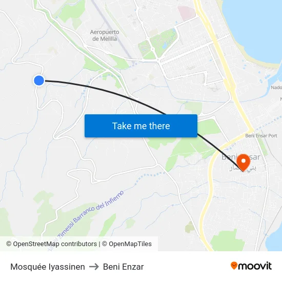 Mosquée Iyassinen to Beni Enzar map