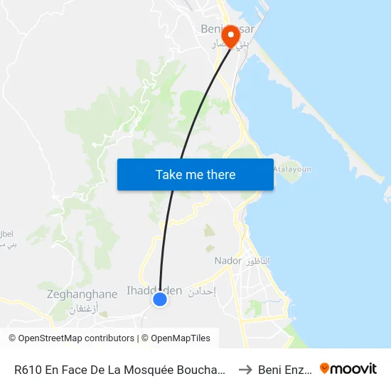 R610 En Face De La Mosquée Bouchamir to Beni Enzar map