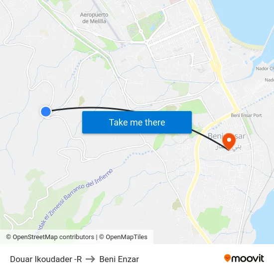 Douar Ikoudader -R to Beni Enzar map