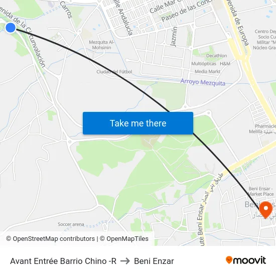 Avant Entrée Barrio Chino -R to Beni Enzar map