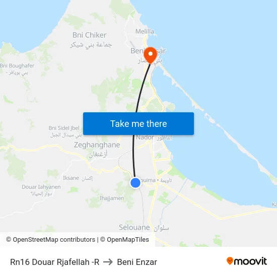 Rn16 Douar Rjafellah -R to Beni Enzar map