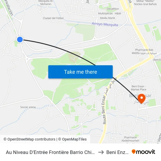Au Niveau D'Entrée Frontière Barrio Chino to Beni Enzar map