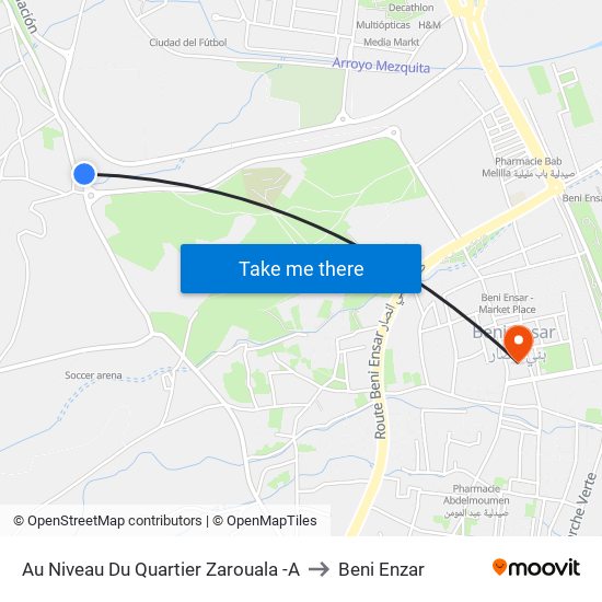 Au Niveau Du Quartier Zarouala -A to Beni Enzar map