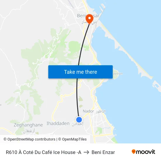 R610 À Coté Du Café Ice House -A to Beni Enzar map